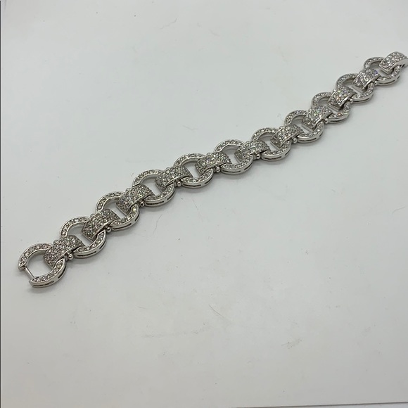 Sterling silver CZ bracelet with round links - Picture 3 of 5